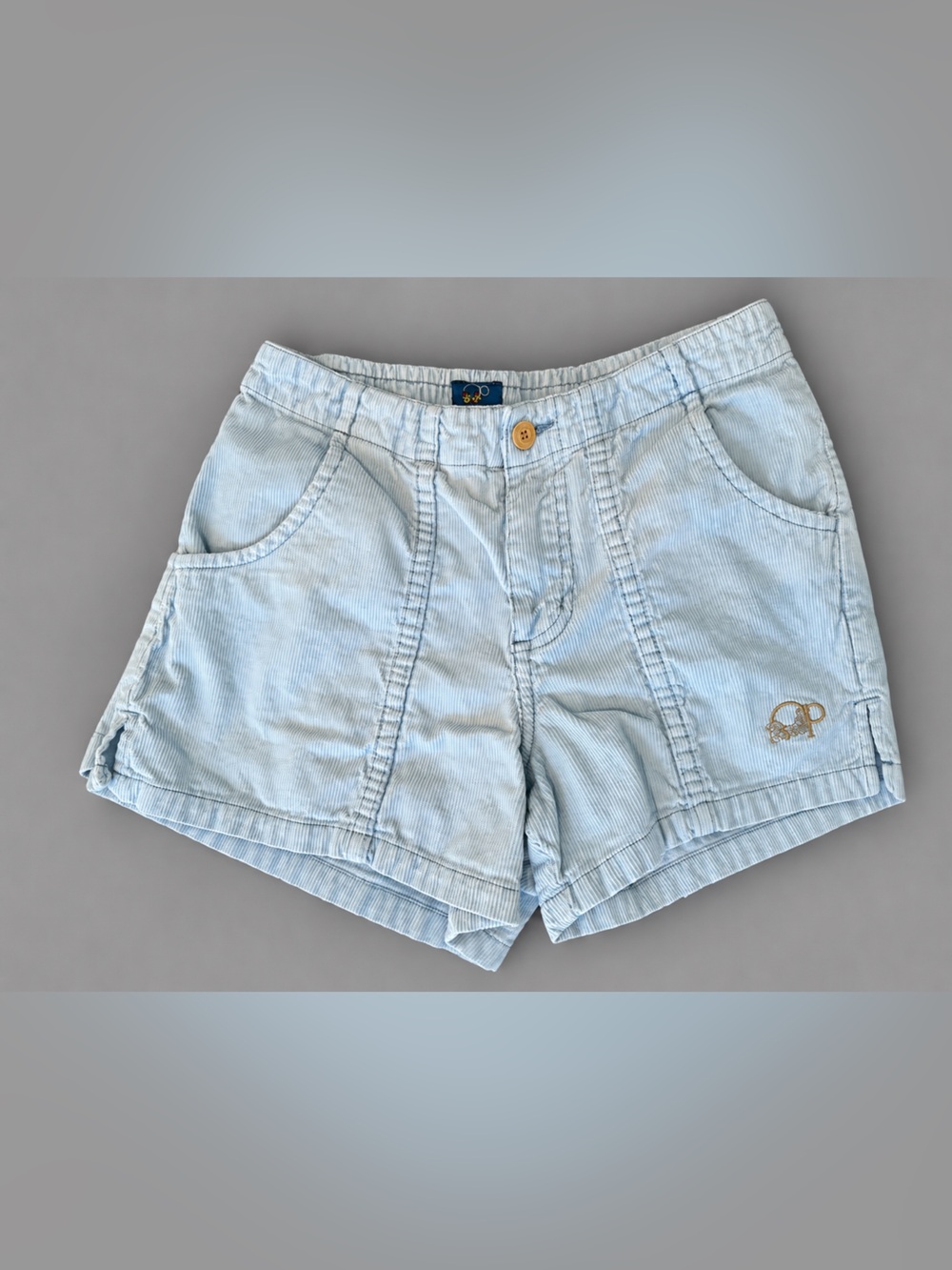 Ocean Pacific OP Light Blue Striped Cotton Shorts Size 9 Coastal Retro